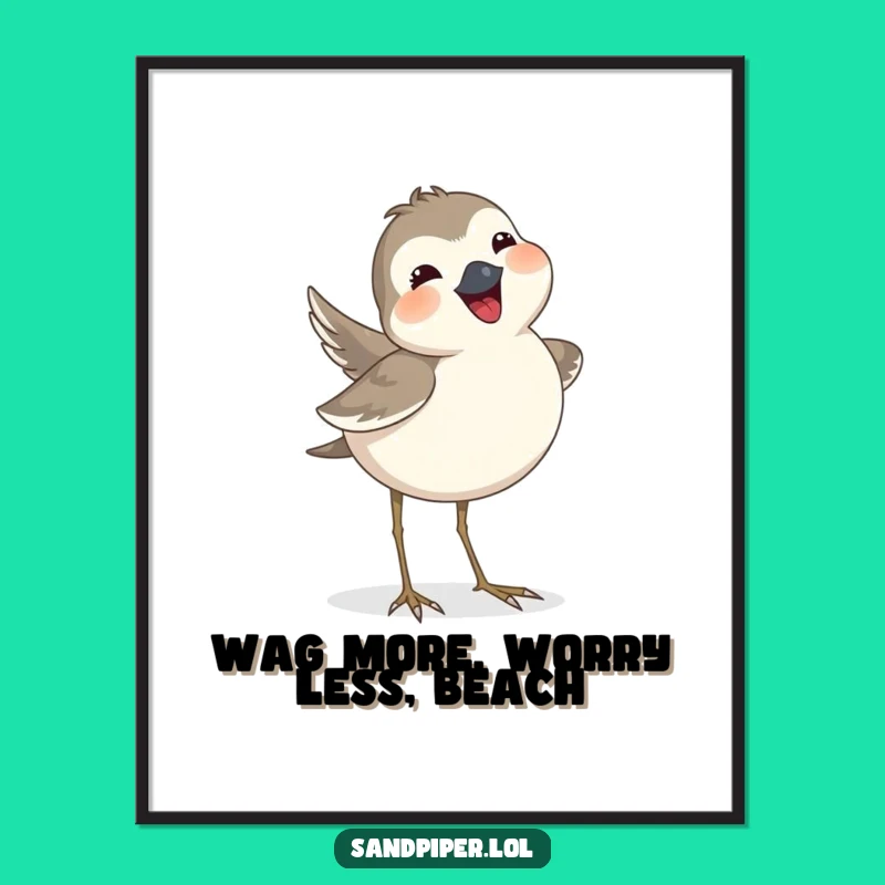 Funny Free Printable Wall Art: Joyful Sandpiper Wagging Its Tail Feathers