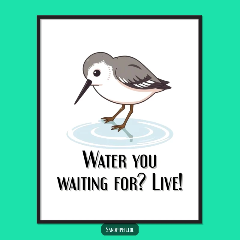 Funny Free Printable Wall Art: Sandpiper Sipping Decor, Whimsical Downloadable Bird Art for Your Oasis