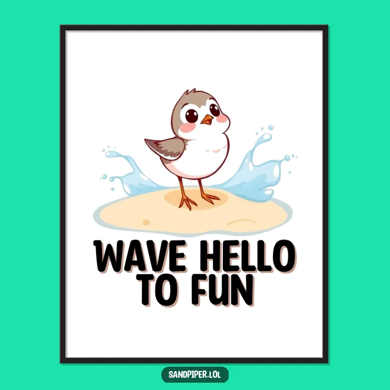 Surprised Sandpiper Wall Art Free Printable, Funny Coastal Downloadable Decor for Beach Lovers