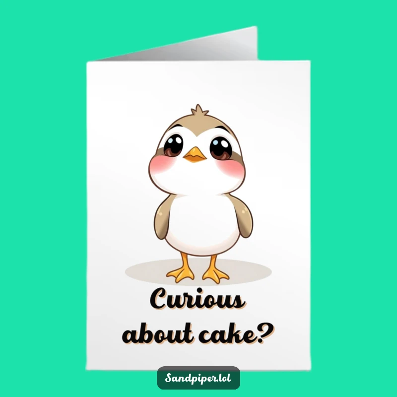 Free Printable Birthday Card: Curious Sandpiper, Funny Wide Eyes, Downloadable Gift
