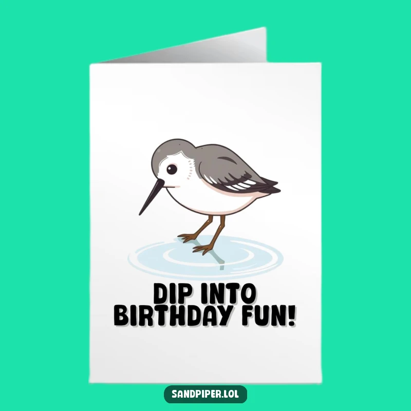 Free Printable Birthday Card: Funny Sandpiper Sipping, Hilarious Downloadable Gift for Water Lovers