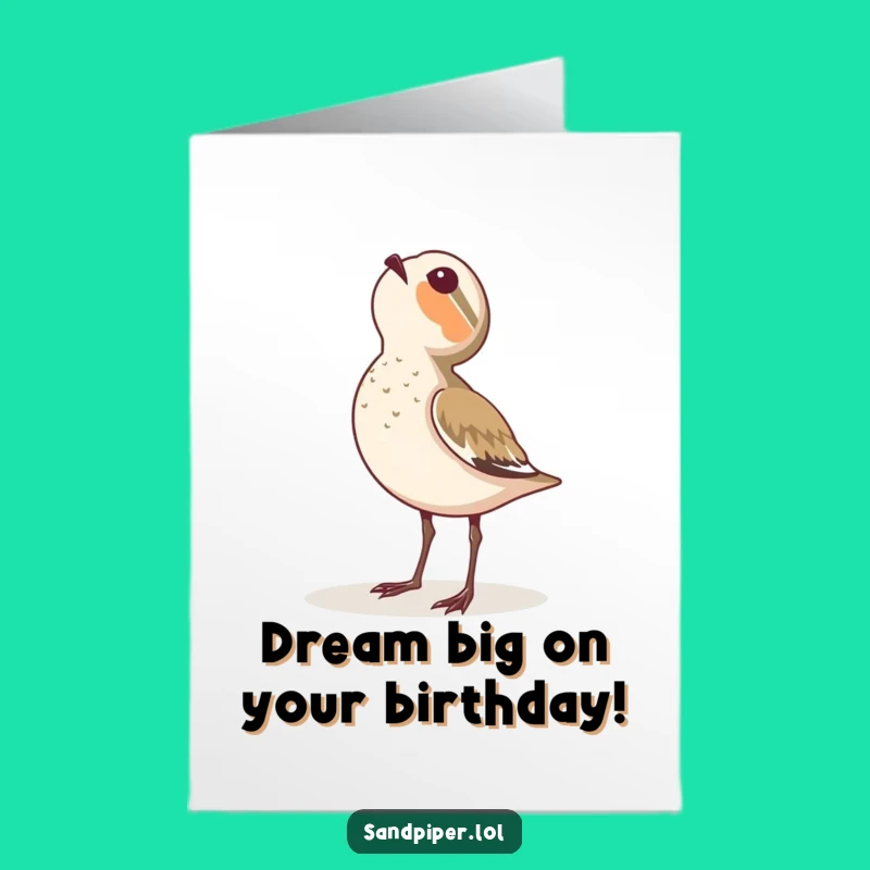 Free Printable Birthday Card: Wondering Sandpiper's Skyward Gaze, a Funny Downloadable Gift!