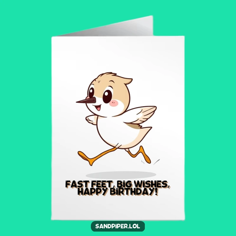 Free Printable Birthday Card: Funny Sandpiper Running Sideways, Hilarious Downloadable Greeting