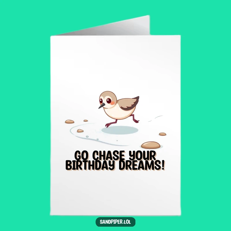Free Printable Birthday Card: Funny Sandpiper Tide Chase for a Joyful Downloadable Gift!