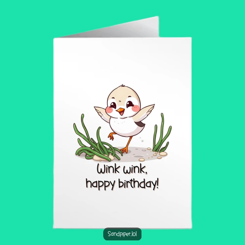 Free Printable Birthday Card: Mischievous Sandpiper, Winking Fun Downloadable Gift
