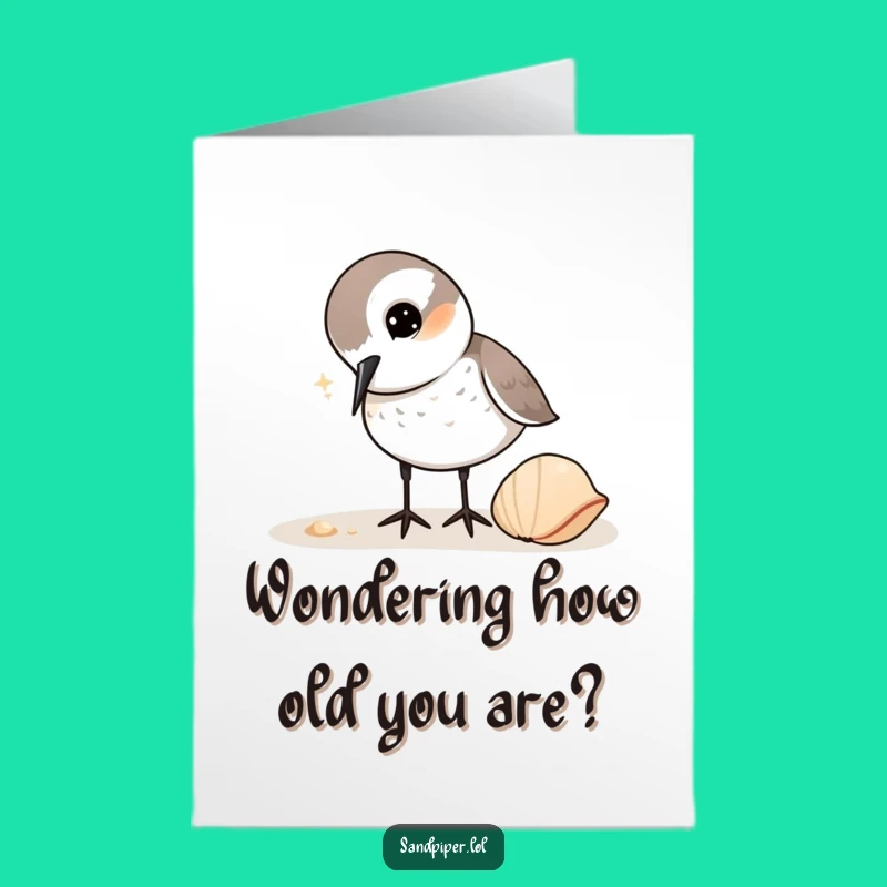 Free Printable Sandpiper Birthday Card: Curious Bird, Funny Shell Design, Downloadable Gift