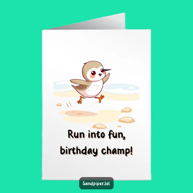 Free Printable Sandpiper Birthday Card: Funny Running Bird Design, Downloadable & DIY Gift
