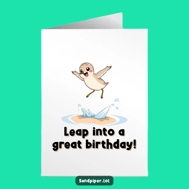 Free Printable Sandpiper Birthday Card - Joyful Leaping Bird Art for Fun Downloads