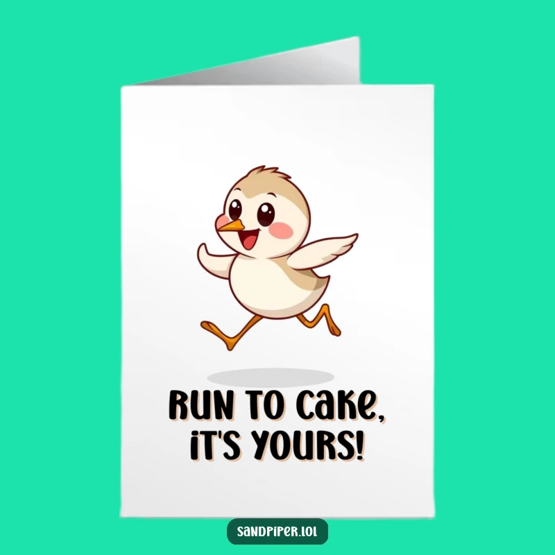 Free Printable Birthday Card: Cute Sandpiper Dash Funny Downloadable Gift