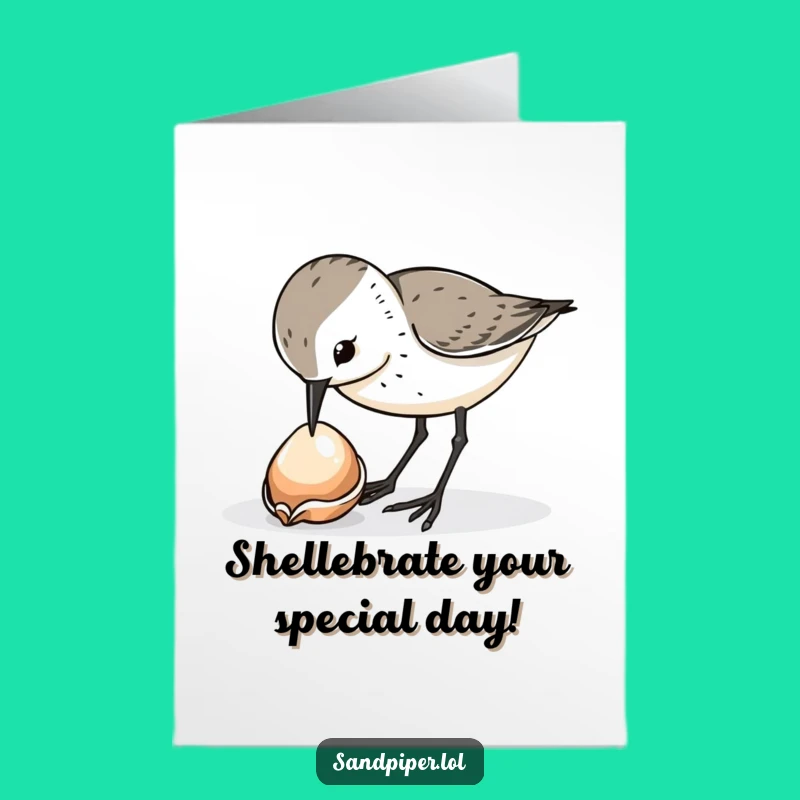 Funny Free Printable Birthday Card: Sandpiper Peeking at Shell, Perfect Downloadable Gift!