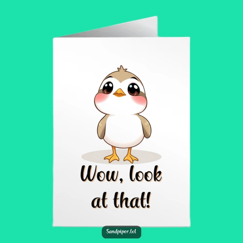 Free Printable Congrats Card: Curious Sandpiper, Wide Eyes, Funny Celebration