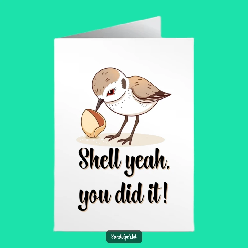 Free Printable Congrats Card: Sandpiper's Seashell Discovery for Your Win!