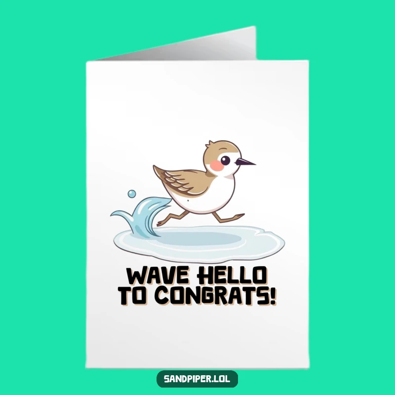 Free Printable Congrats Card: Speedy Sandpiper Celebrates Win, Funny Downloadable Gift