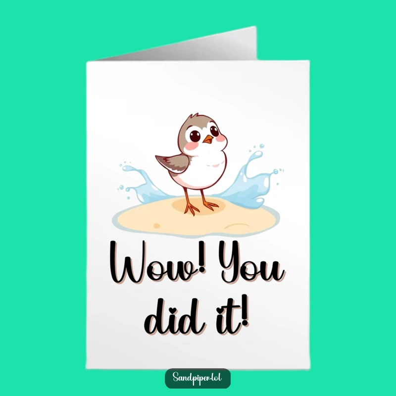 Surprised Sandpiper Congrats Card Free Printable, Funny Downloadable Gift for Unexpected Success
