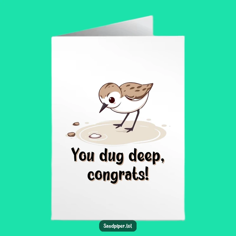 Free Printable Congrats Card: Determined Sandpiper, Focused Achievement Downloadable