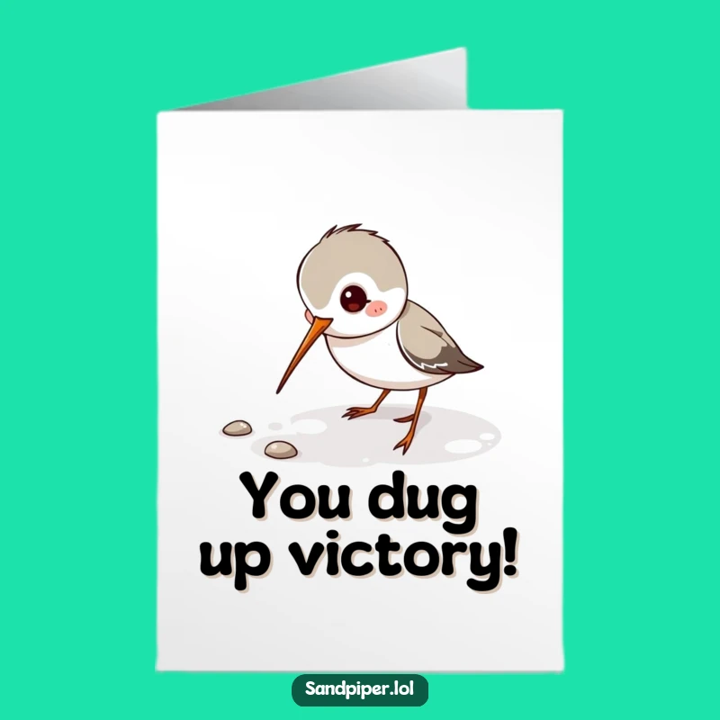 Free Printable Congrats Card: Sandpiper Digging for a Joyful Downloadable Gift!