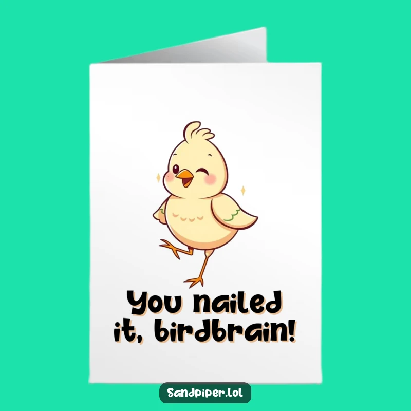 Free Printable Congratulations Card - Happy Bird Balancing Leg Downloadable