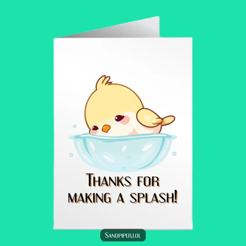 Free Printable Thank You Card - Playful Bird Splash Downloadable Gift
