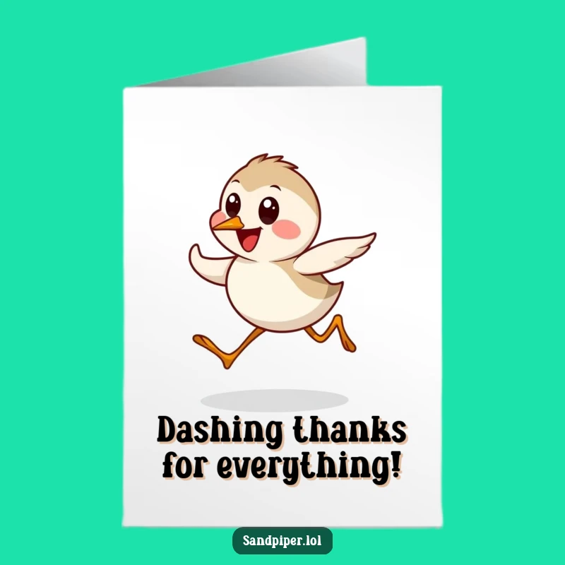Free Printable Thank You Card: Sandpiper Dash Gratitude Downloadable Gift