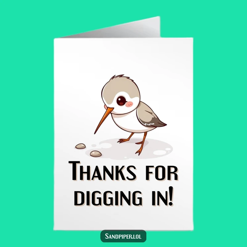 Free Printable Thank You Card: Sandpiper Digging for a Playful Downloadable Gift!