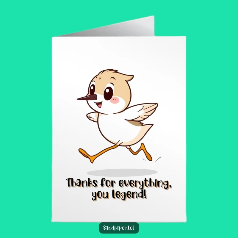 Free Printable Thank You Card: Sandpiper Running Fast, Humorous Downloadable Greeting