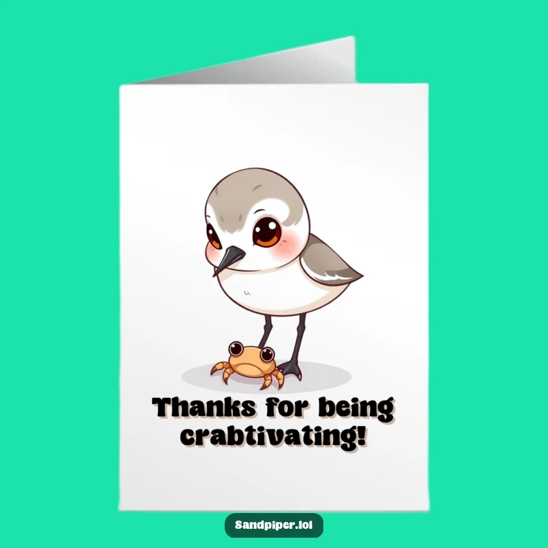 Free Printable Sandpiper Thank You Card - Curious Bird Art for Grateful Downloadable Thanks