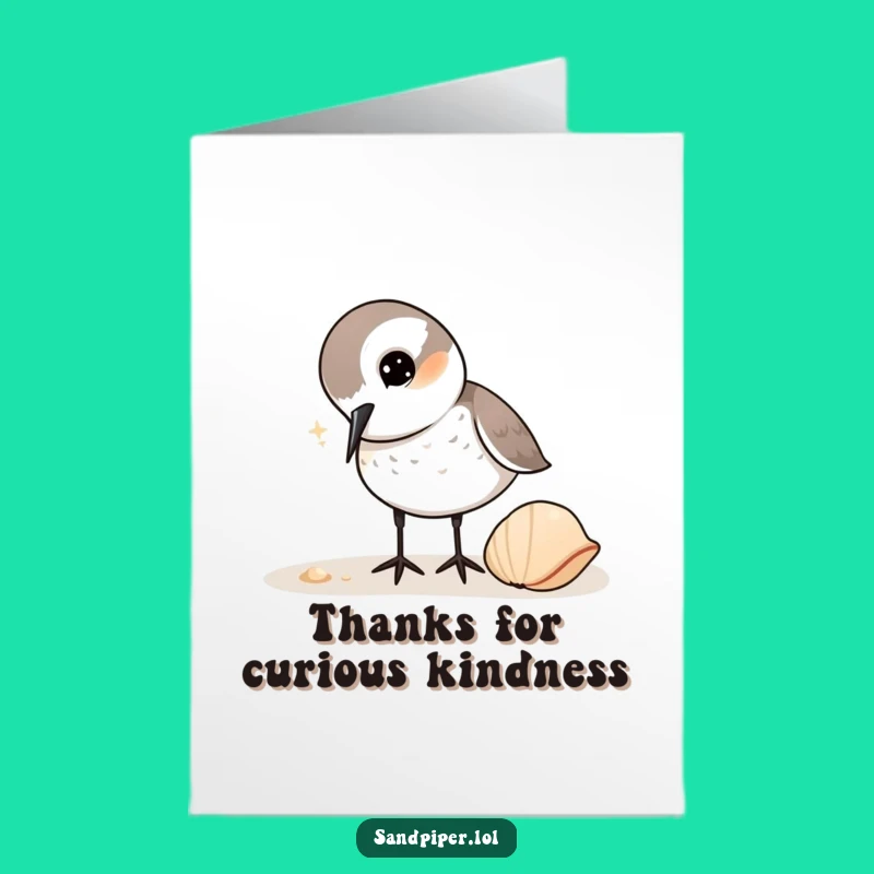 Free Printable Sandpiper Thank You Card: Curious Bird, Funny Shell Design, Downloadable