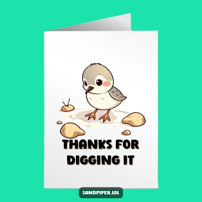 Free Printable Sandpiper Thank You Card: Digging Gratitude, Downloadable Fun