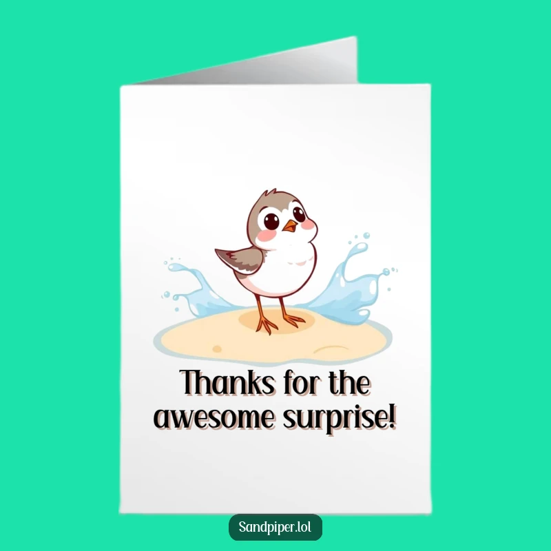 Surprised Sandpiper Thank You Card Free Printable, Funny Downloadable Gift for a Big Thanks