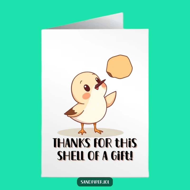 Free Printable Thank You Card: Sandpiper Seashell Surprise, Downloadable Appreciation Gift