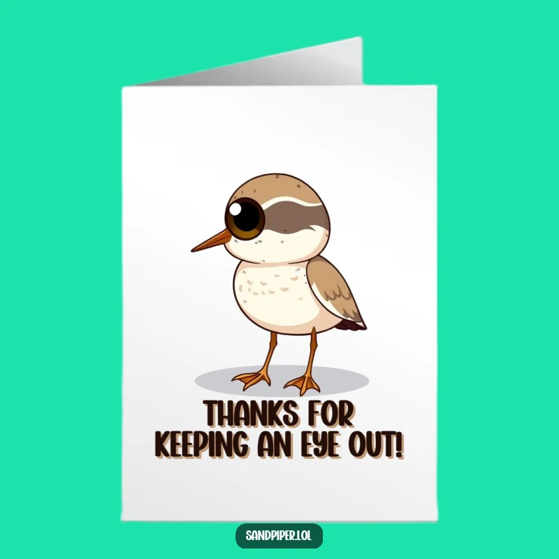 Wide-Eyed Sandpiper Thank You Card Free Printable, Funny Downloadable Gift for Thoughtful Thanks