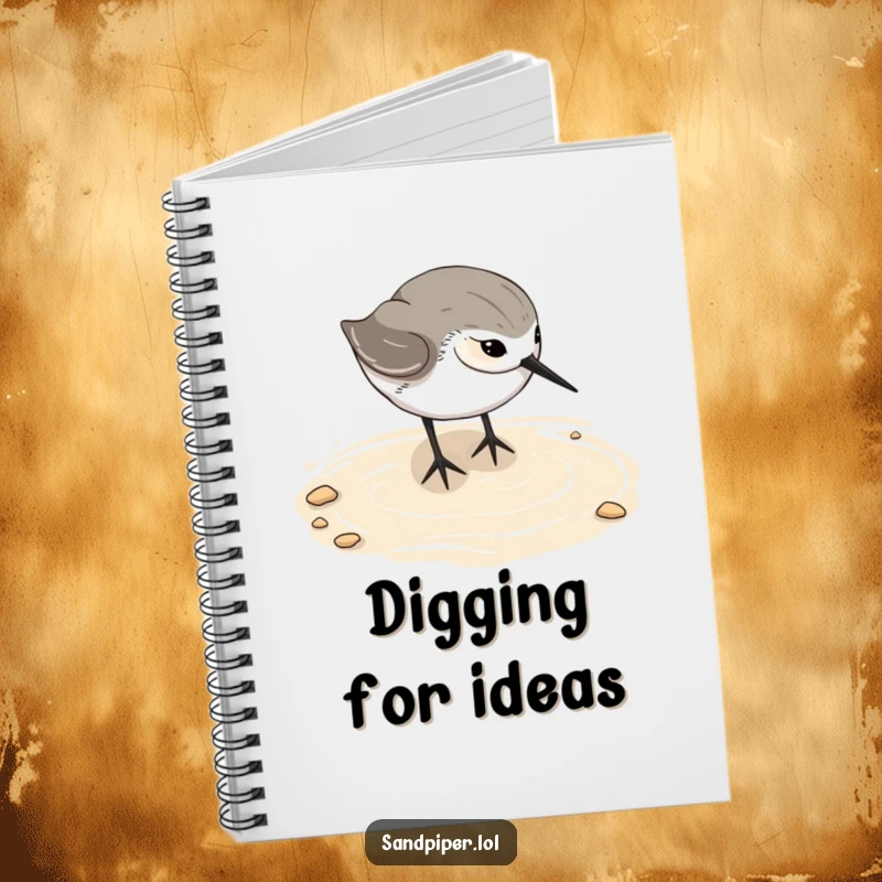 Funny sandpiper notebook, humorous beach bird journal, happy digging, creative writing, perfect gift for note-takers.