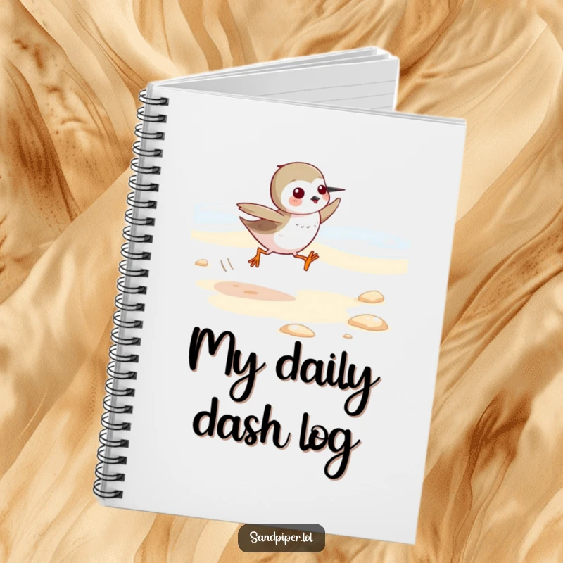 Funny Sandpiper Notebook: Cover features an adorable sandpiper running energetically on a sandy shore, inspiring funny notes and ideas.