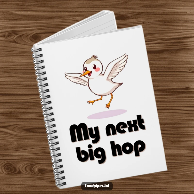 Funny Notebook: Happy sandpiper with outstretched wings takes a graceful hop, great for journaling.