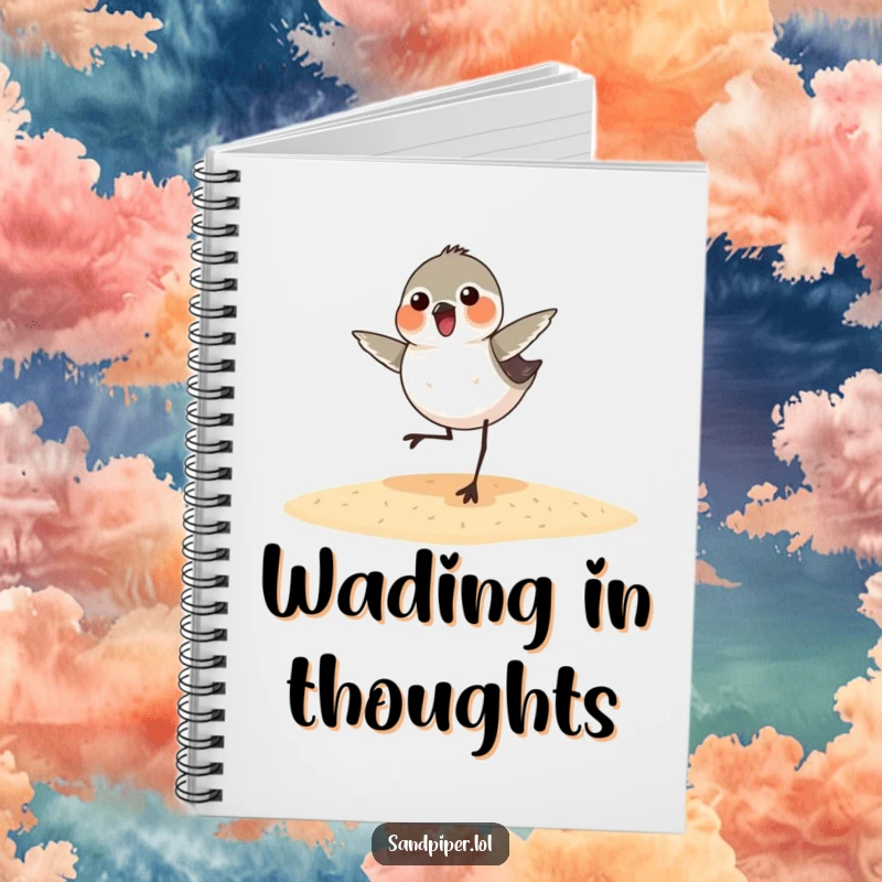 Funny sandpiper notebook with a bird dancing on the cover, perfect for jotting down notes with a humorous and artistic touch
