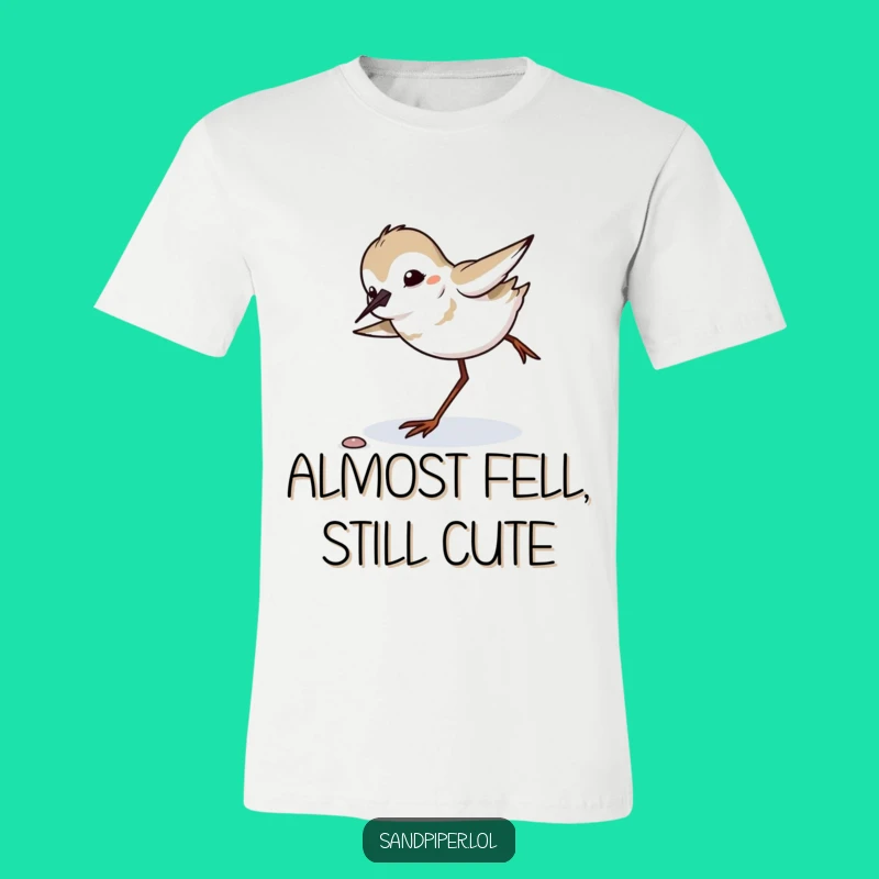 Funny Sandpiper Tripping T-Shirt: Clumsy Bird Balance Tee, Hilarious Beach Apparel