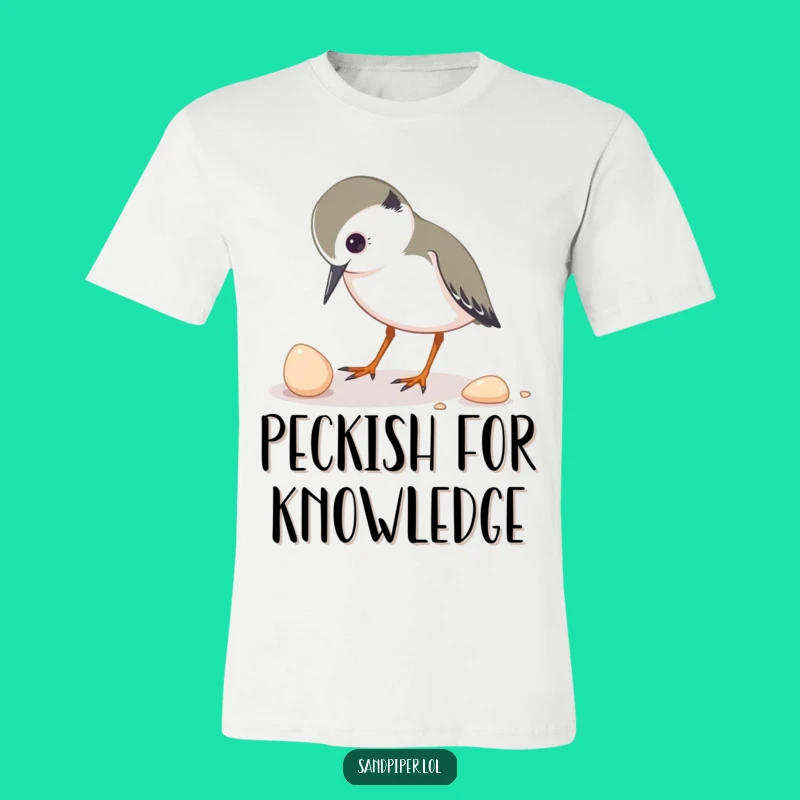 Funny Bird T-Shirt: Sandpiper Investigating Shell - Curious Nature Gift