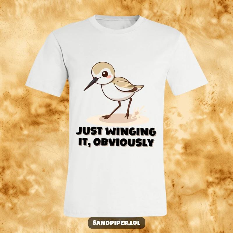 Funny Sandpiper Zigzag T-Shirt: A humorous depiction of a sandpiper performing a rapid, zigzagging dash, a funny gift idea.