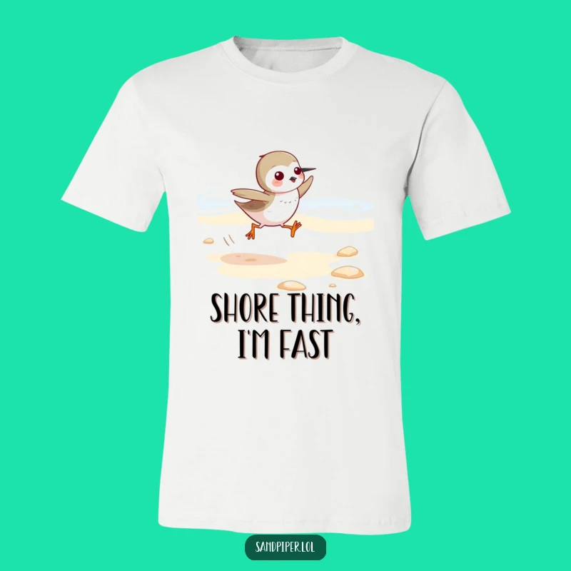 Funny Sandpiper T-Shirt: Energetic Beach Bird Running Design, Great Gift