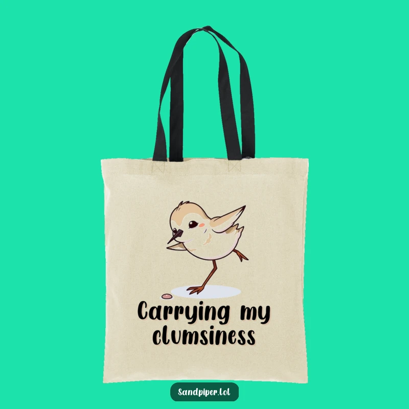 Funny Sandpiper Tripping Tote Bag: Clumsy Bird Carry-All, Hilarious Beach Bag