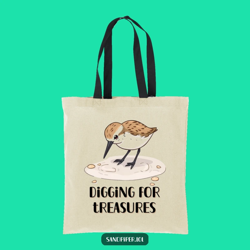 Funny Sandpiper Digging Tote Bag: Carry Beach Vibes with Hilarious Style!