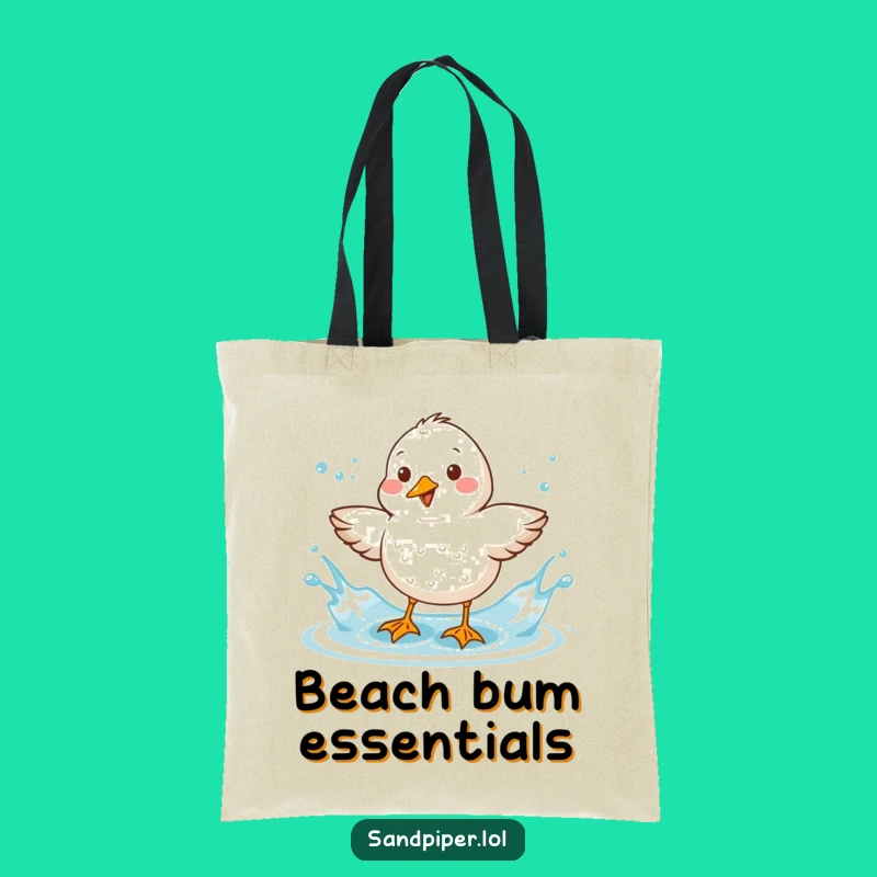 Funny Sandpiper Splash Tote Bag - Cute Bird Character Shopping Bag, Great Gift!